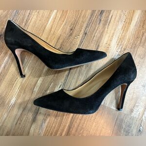 Banana Republic 7 Elegant Black Suede Heels Pointed Toe Shoes